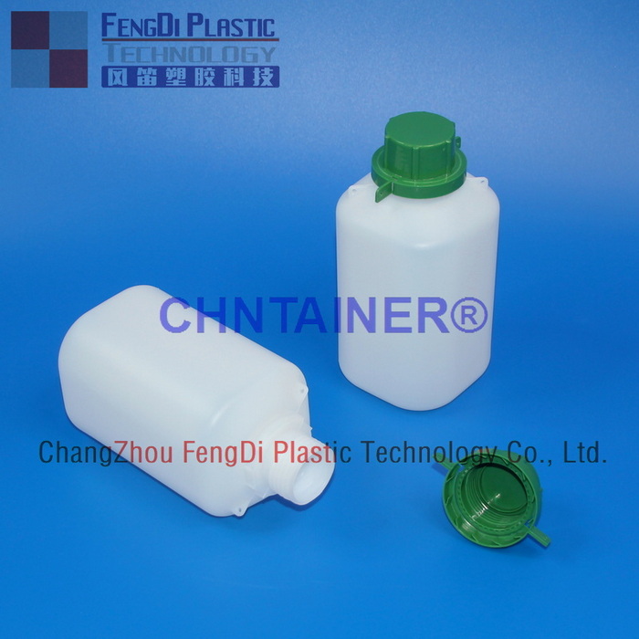 Quadratische Probenflasche mit grünem Verschluss 750 ml für die Bunkerkraftstoffanalyse
